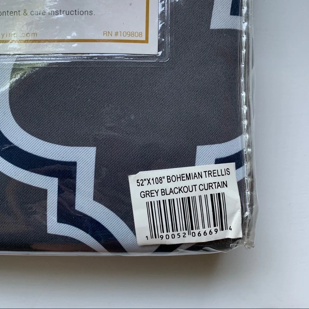 SUPERIOR Bohemian Trellis Grey Navy Blue White Curtain Panels 42 x 108 NEW NIP